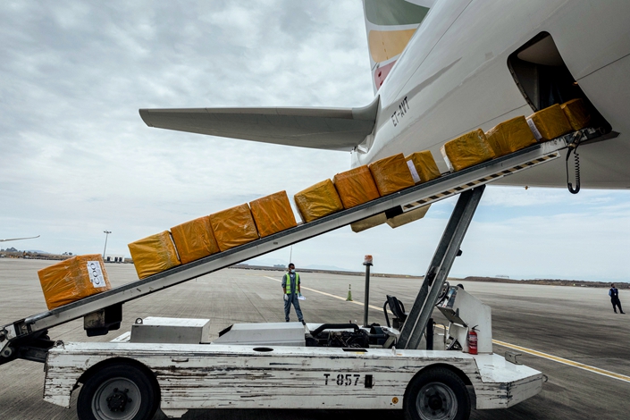 plane cargo with goods